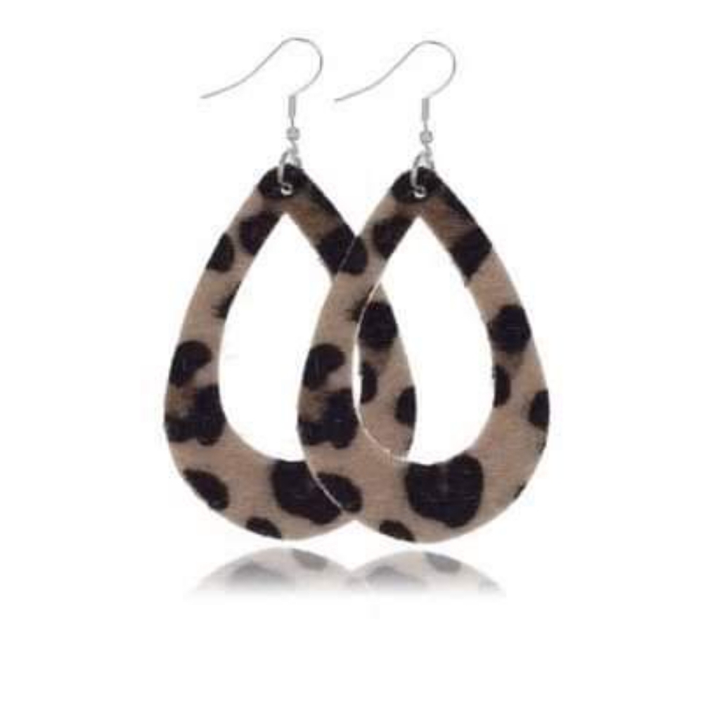 Leopard Print Hollow Teardrop Earrings